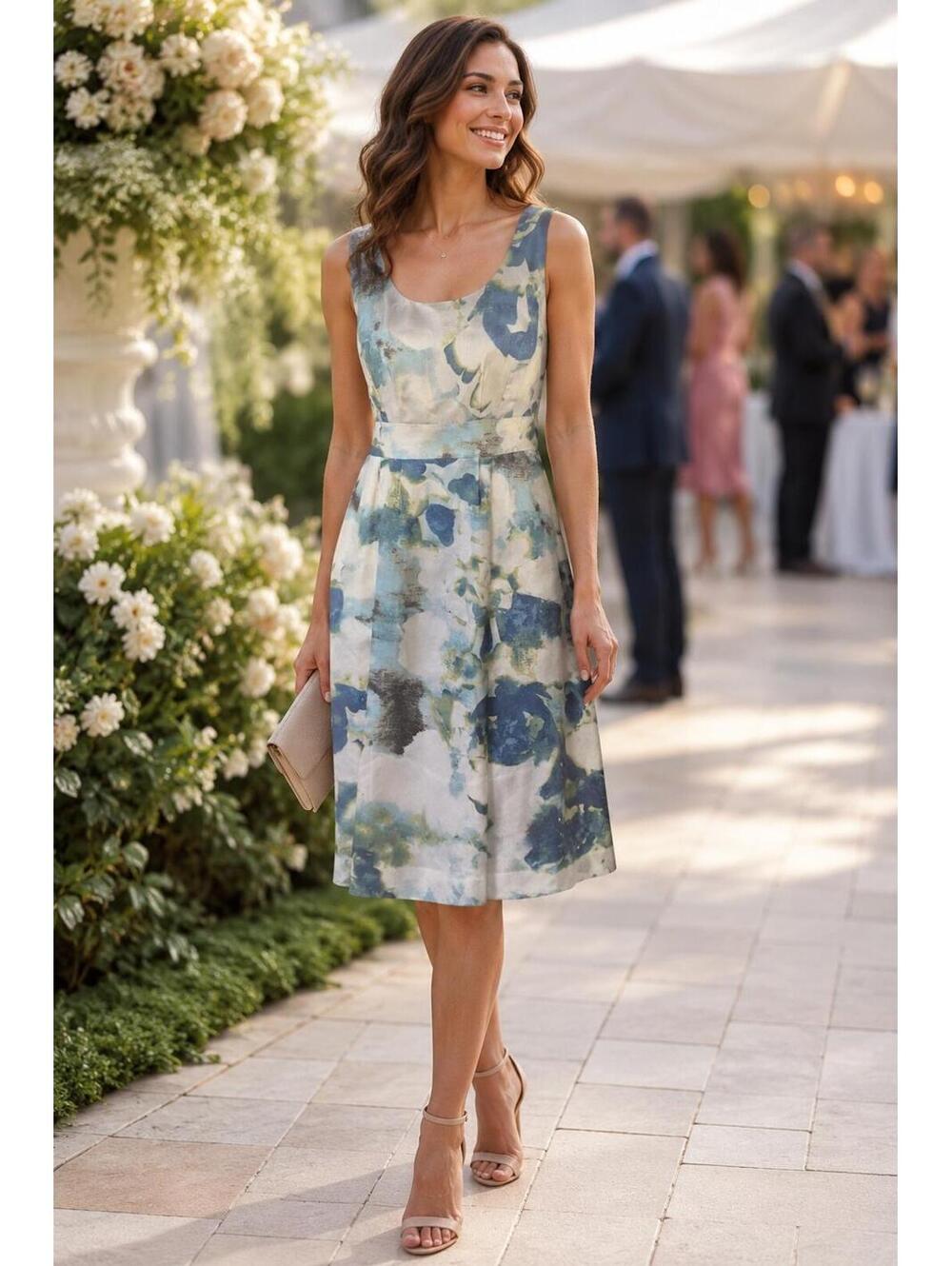 Banana Republic 100% Silk Watercolor Floral Empire Waist Dress Sleeveless Sz 4